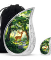 Deer Theme Large Urn With 1 Keepsake Urn
