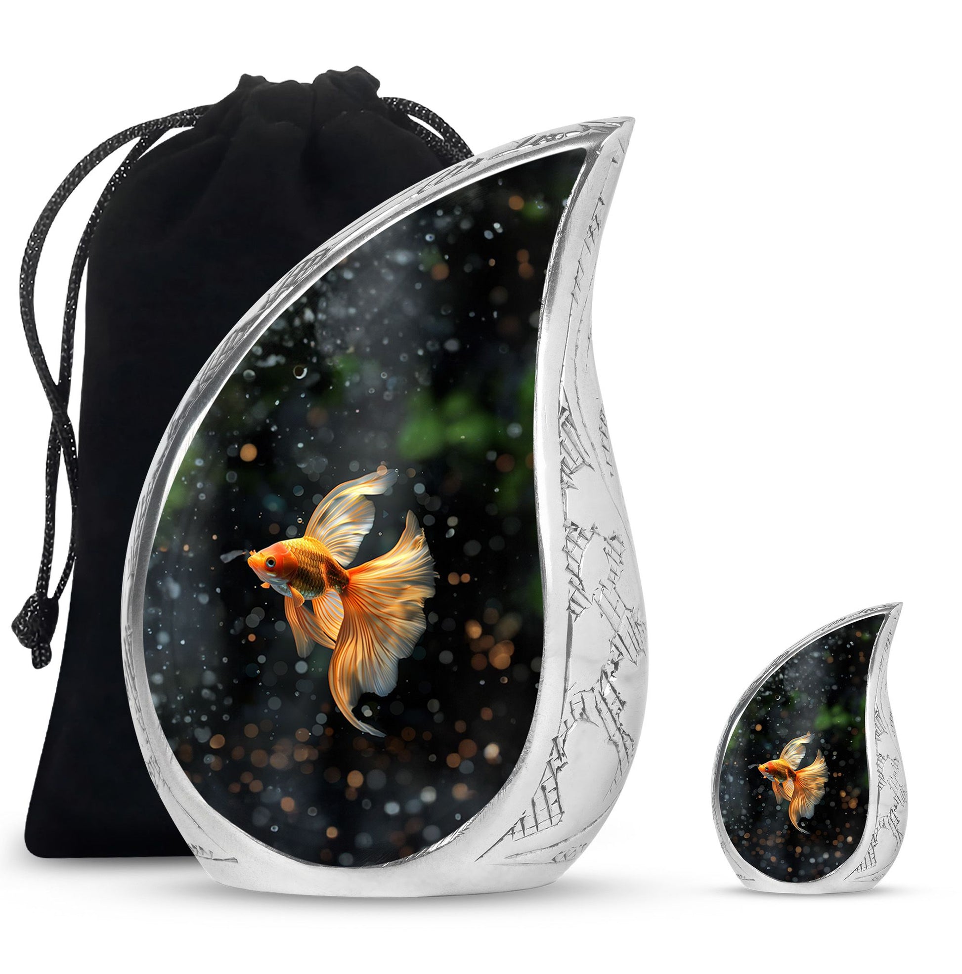 Fish Theme Large Urn With 1 Keepsake Urn