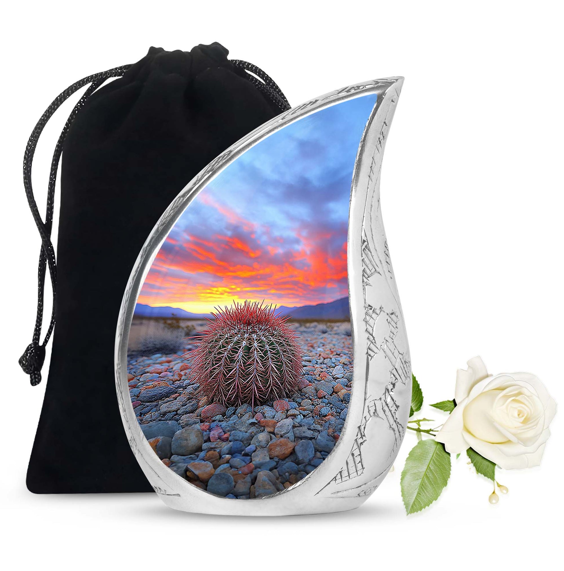 Cactus Sunset Memorial Urn – Desert Urn Keepsake For Human Ashes