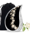White Rose Funeral Adult Urn –  Flower Cremation Urn for Human Ashes