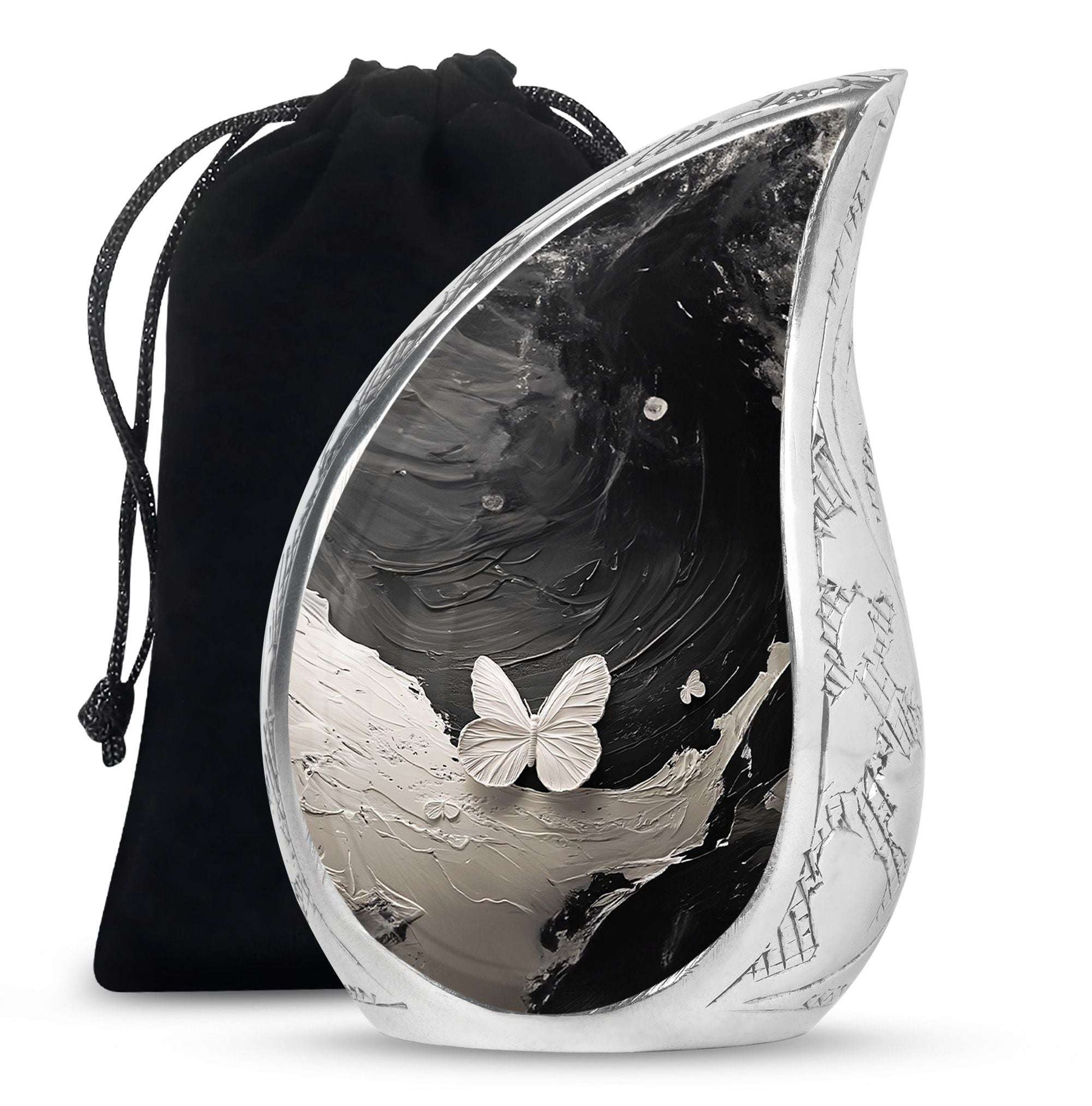 Butterfly Cremation Urn – Black & White Burial Urns For Ashes
