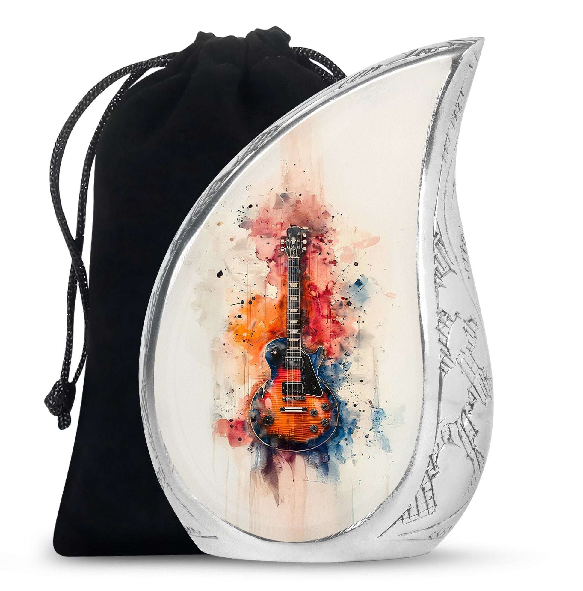 Guitar Large Cremation Urn for Adult Human Ashes - Colorful Guitar Urn For Musicians