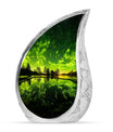 Aurora Borealis Cremation Urn for Adult Ashes - Green Memorial Urn For Cremation