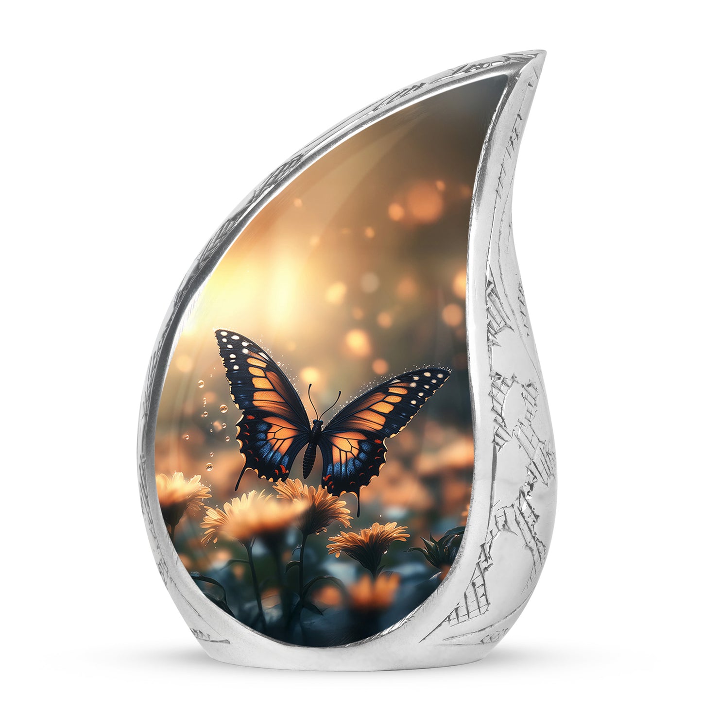 Gold Butterfly Sentinel Cremation Urns for Human Ashes - 10-inch, 200 cu in - Yatskia