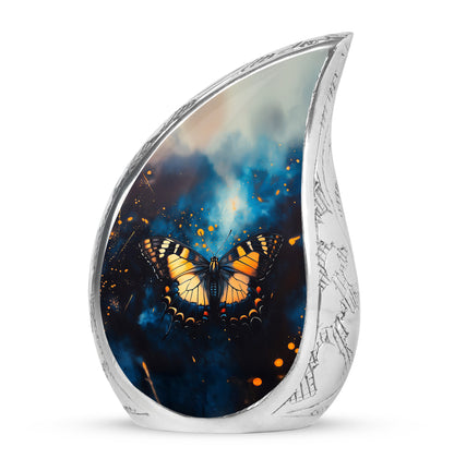 Blue Treasured Butterfly Cremation Urns for Human Ashes - 10-inch, 200 cu in - Yatskia