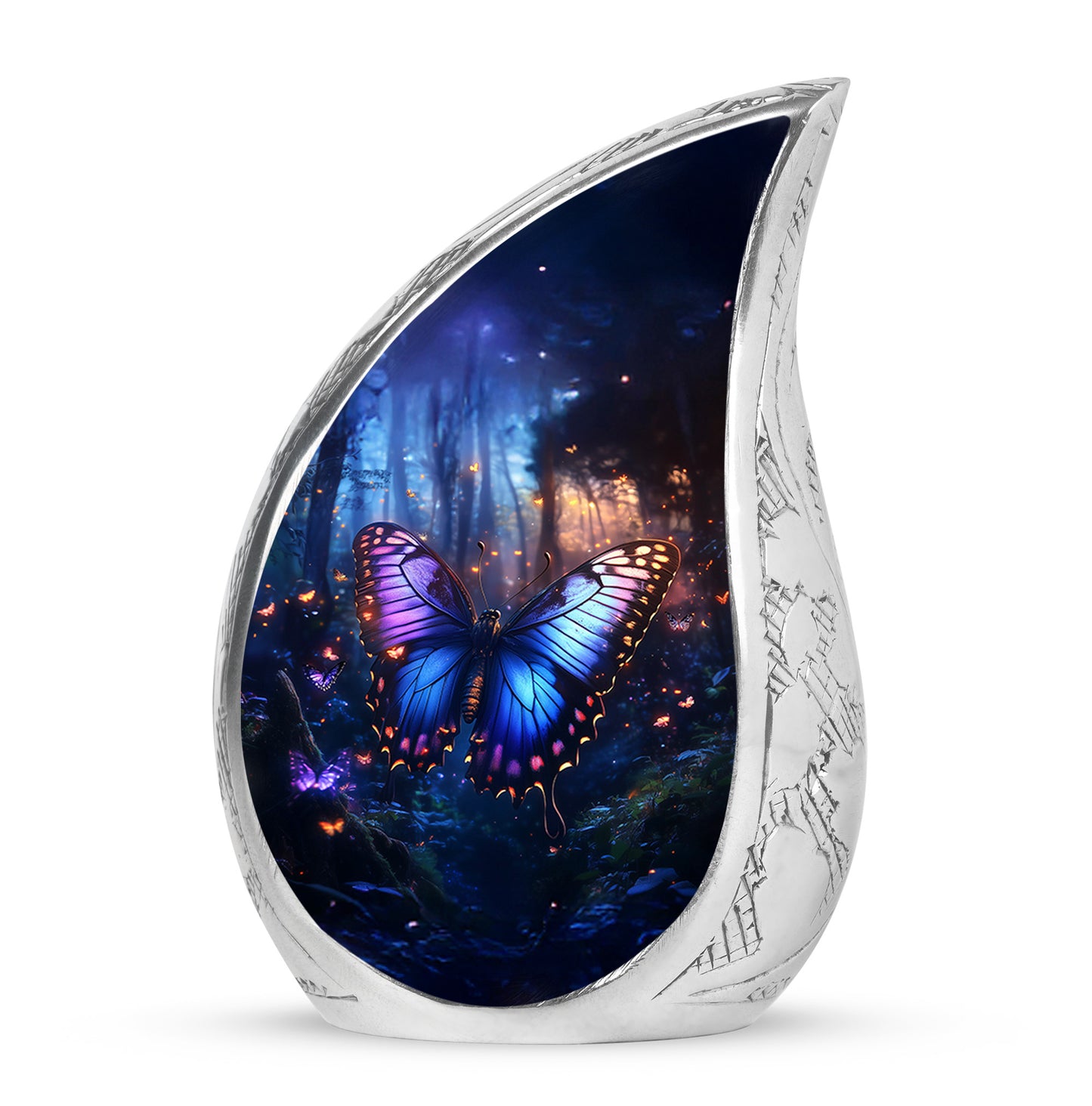 Blue Venerable Butterfly Cremation Urns for Human Ashes - 10-inch, 200 cu in - Yatskia