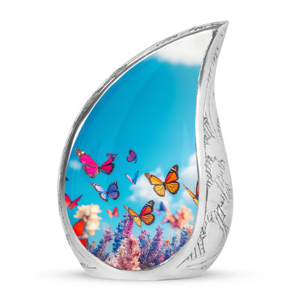 Personalized Butterfly Cremation Urns - Wondrous Blue 10-inch, 200 cu in - Yatskia