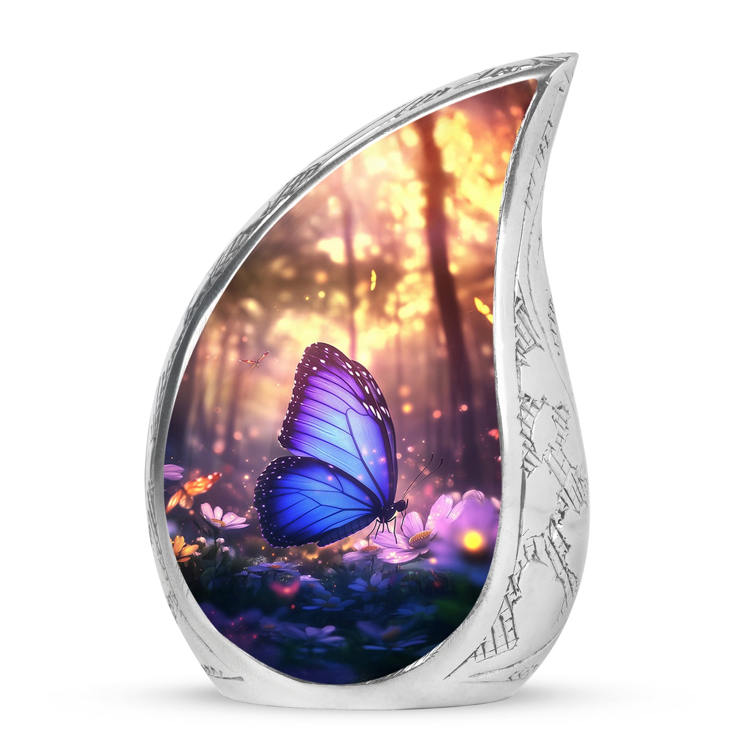 Graceful Black Butterfly Reflection Urn for Human Ashes - 10-inch, 200 cu in - Yatskia
