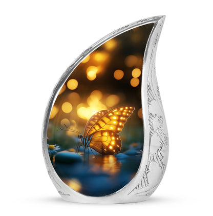 Personalized Black Heavenly Butterfly Cremation Urns for Human Ashes - 10-inch, 200 cu in - Yatskia