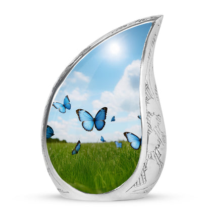 Personalized Blue Butterfly Cremation Urns for Ashes - Enchanting 10-inch - Yatskia