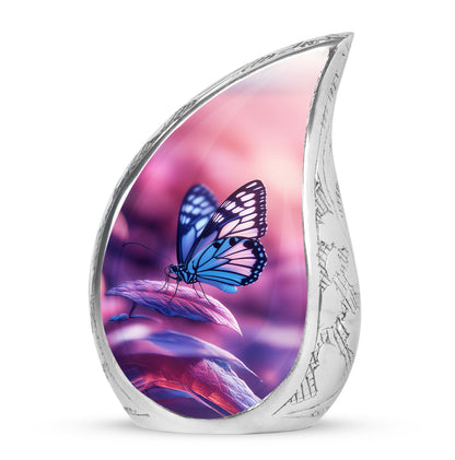 Pink Butterfly Comfort Cremation Urns for Human Ashes - 10-inch, 200 cu in - Yatskia