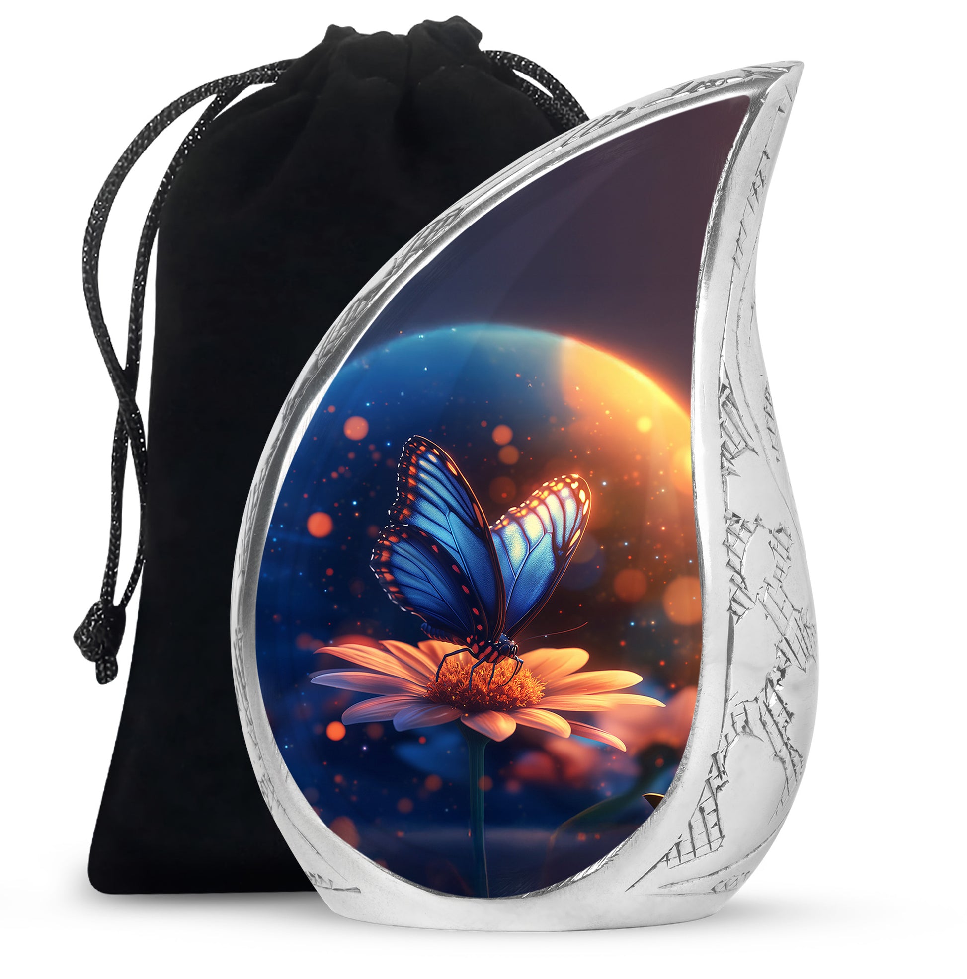 Bule Butterfly Urn For Mom - Sun Flower Cremation Urn For Ashes