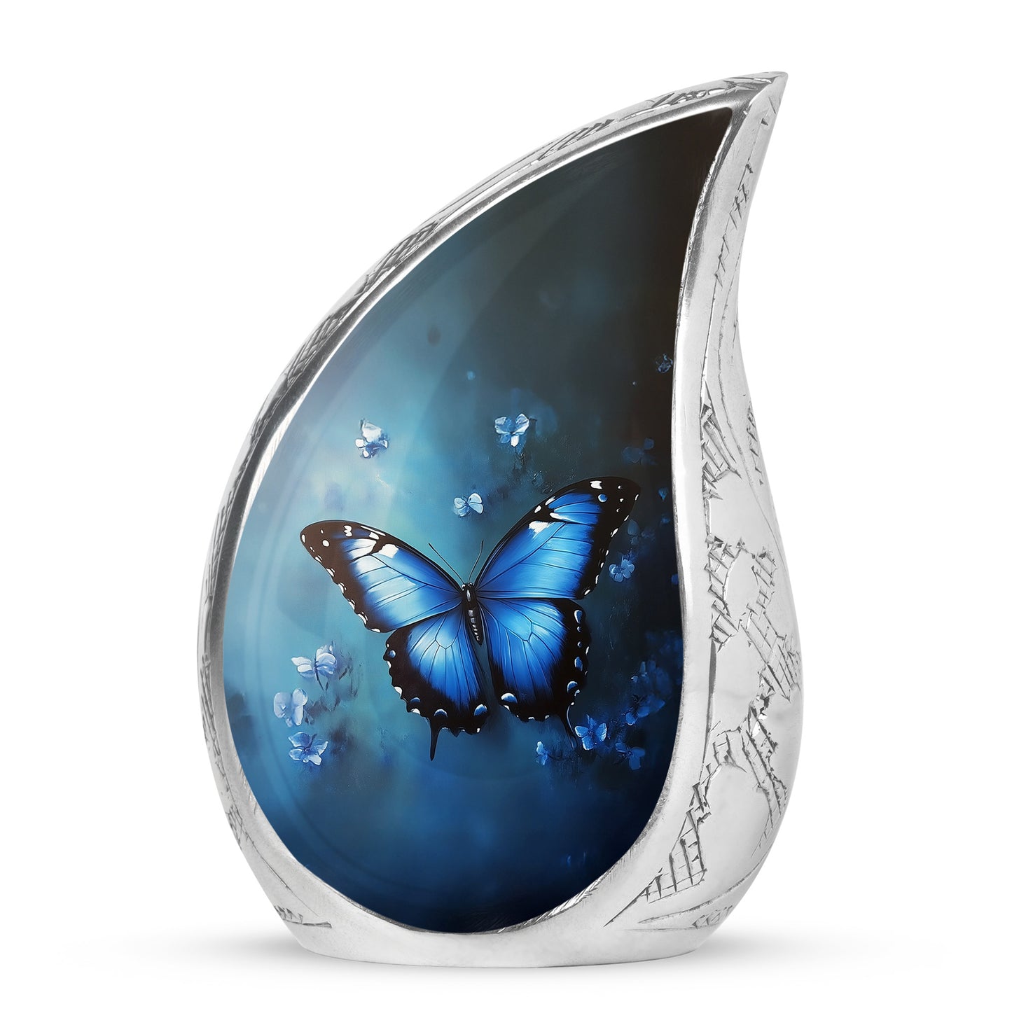 Personalized Elegant Butterfly Cremation Urns - Blue 10-inch, 200 cu in - Yatskia