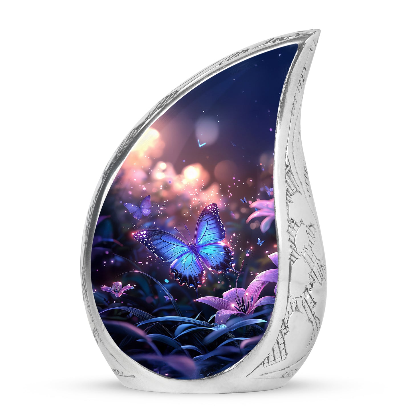Personalized Pink Steadfast Butterfly Cremation Urns for Human Ashes - 10-inch, 200 cu in - Yatskia