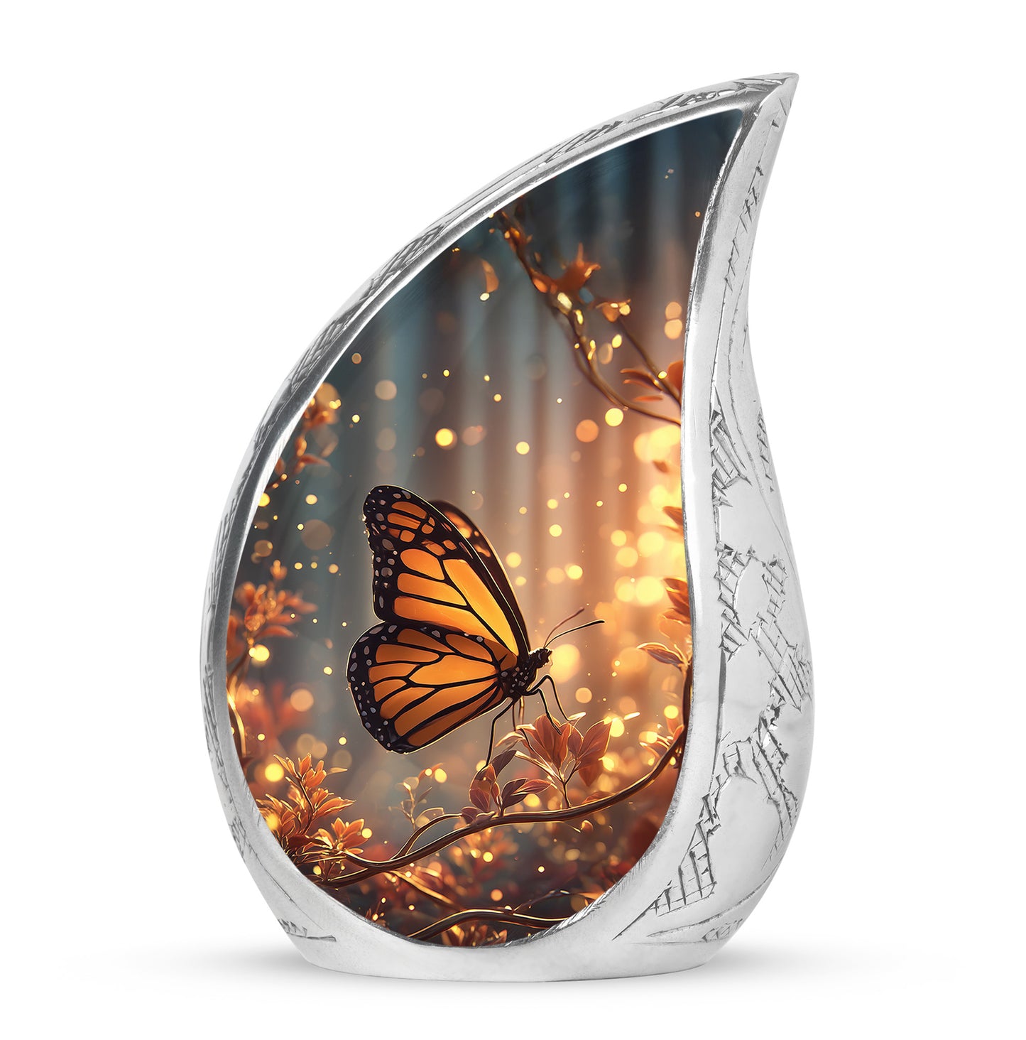 Personalized Blue Heavenly Butterfly Cremation Urns for Human Ashes - 10-inch, 200 cu in - Yatskia