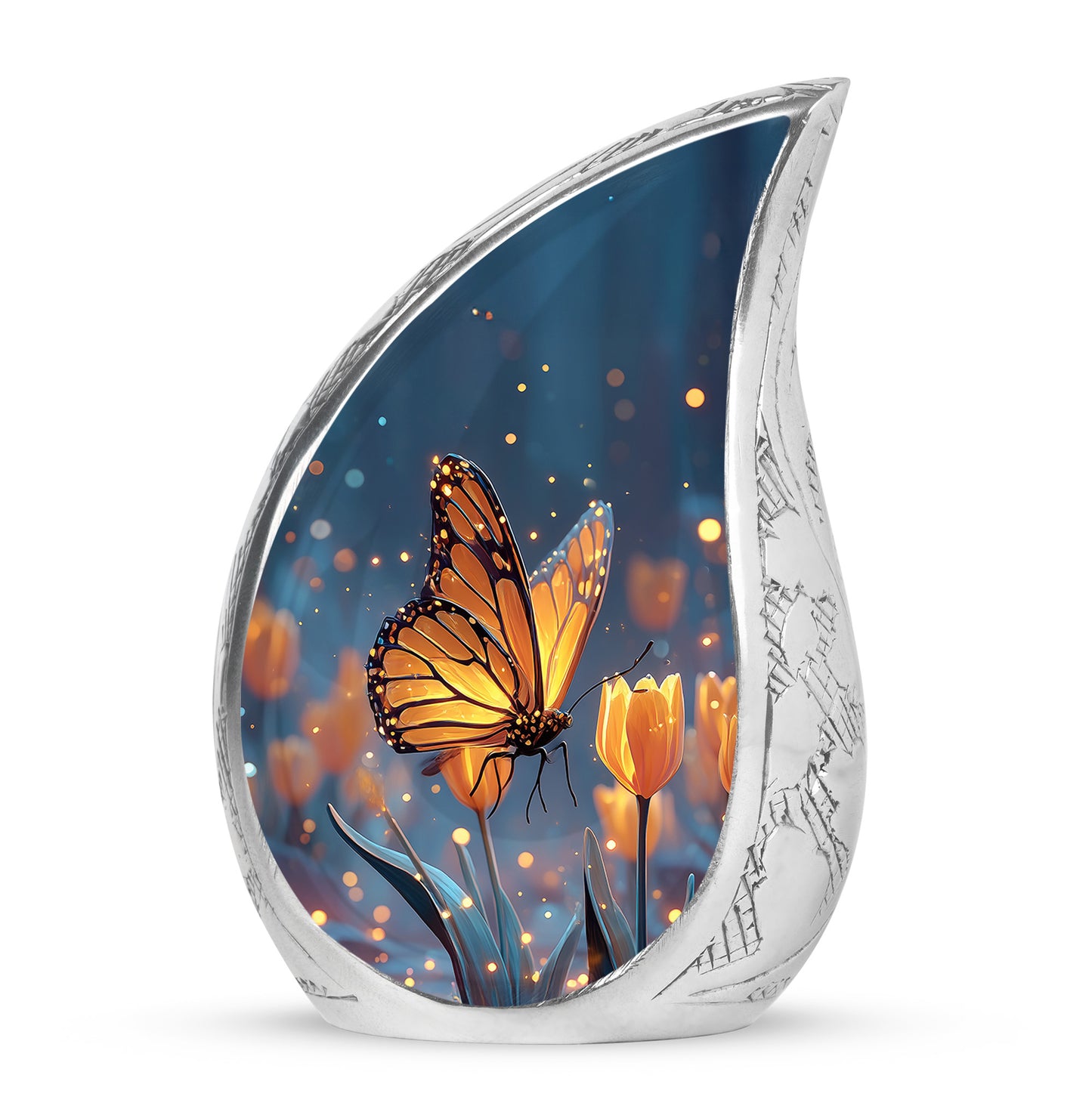 Blue Butterfly Haven Cremation Urns for Human Ashes - 10-inch, 200 cu in - Yatskia