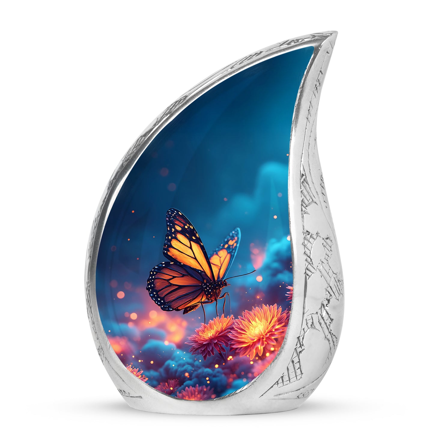 Blue Butterfly Cremation Urns - Enduring Guardian 10-inch, 200 cu in - Yatskia