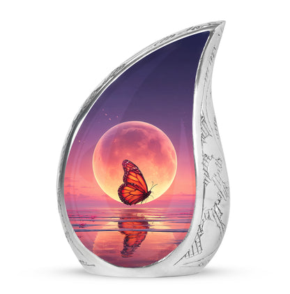 Personalized Blue Sovereign Butterfly Cremation Urns for Human Ashes - 10-inch, 200 cu in - Yatskia