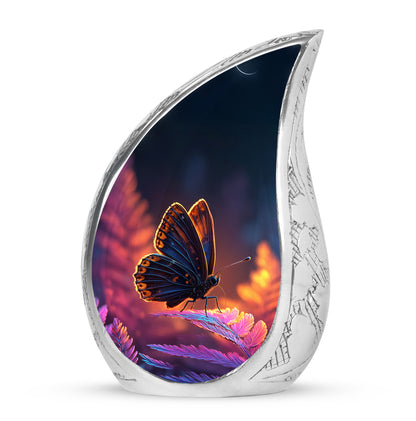 Blue Sacred Butterfly Cremation Urns for Human Ashes - 10-inch, 200 cu in - Yatskia