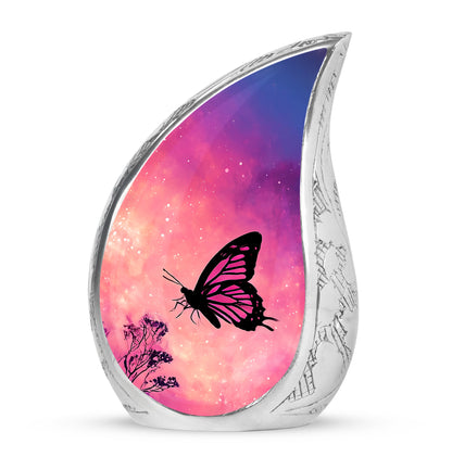 Personalized Pink Butterfly Cremation Urns for Ashes - Peaceful 10-inch - Yatskia