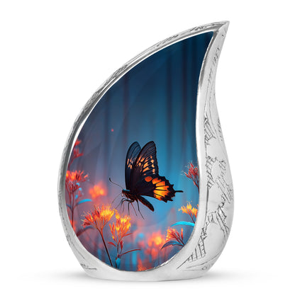 Distinguished Blue Butterfly Cremation Urn for Ashes - 10-inch, 200 cu in - Yatskia