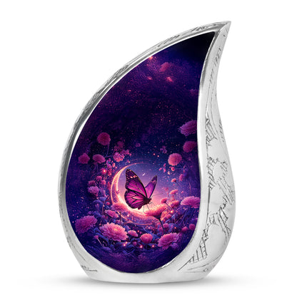 Personalized Blue Sovereign Butterfly Cremation Urns for Human Ashes - 10-inch, 200 cu in - Yatskia