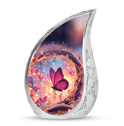 Blue Serene Butterfly Memorial Urn for Ashes - 10-inch, 200 cu in - Yatskia