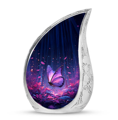 Blue Breathtaking Butterfly Memorial Urn for Ashes - 10-inch, 200 cu in - Yatskia