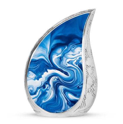 Radiant Blue Memorial Cremation Urns - Blue 10-inch, 200 cu in - Yatskia