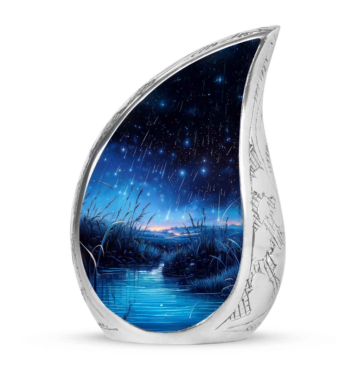 Personalized Black Cherished Blue Cremation Urns for Human Ashes - 10-inch, 200 cu in - Yatskia