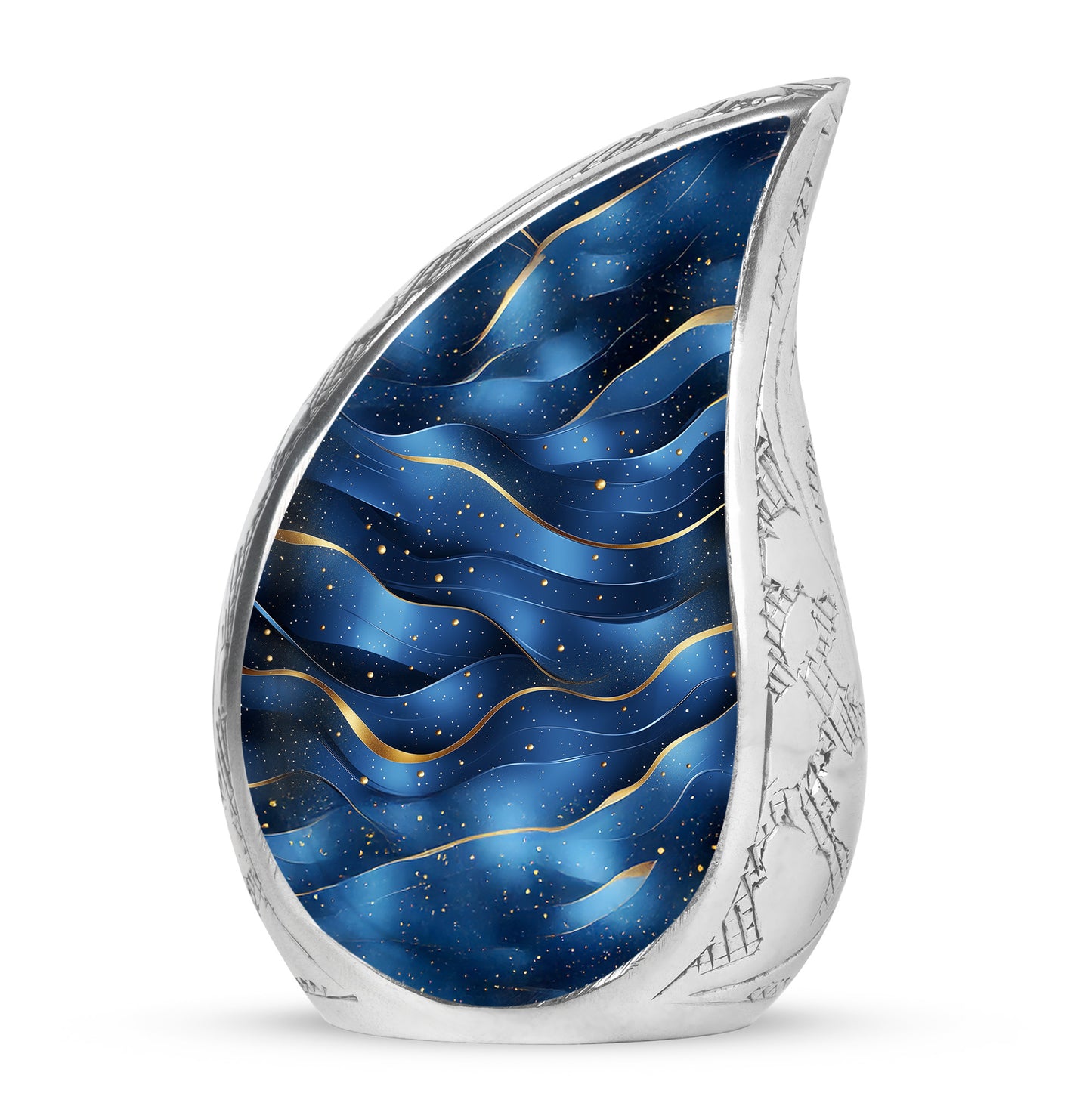 Resplendent Blue Blue Cremation Urn for Ashes - 10-inch, 200 cu in - Yatskia