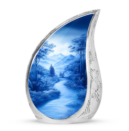 Personalized Blue Blue Cremation Urns for Ashes - Transcendent 10-inch - Yatskia