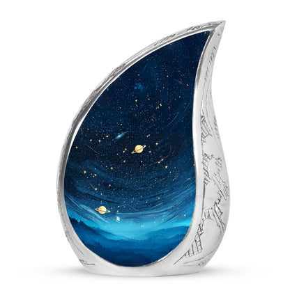 Black Blue Cremation Urns - Enduring Dedication 10-inch, 200 cu in - Yatskia