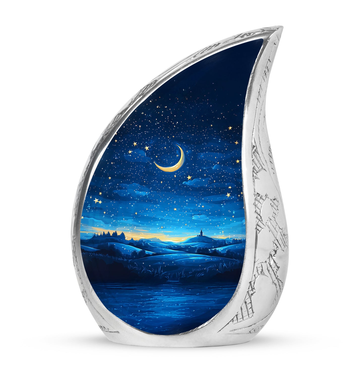 Dignified Blue Blue Cremation Urn for Ashes - 10-inch, 200 cu in - Yatskia