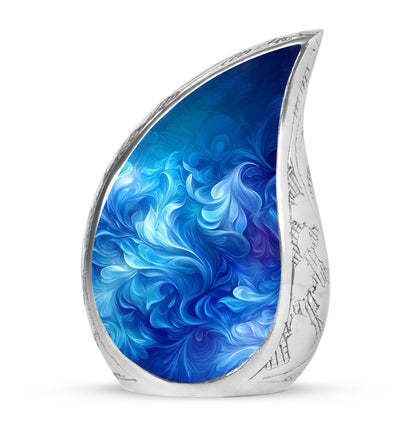 Personalized Blue Cremation Urns - Wondrous Blue 10-inch, 200 cu in - Yatskia
