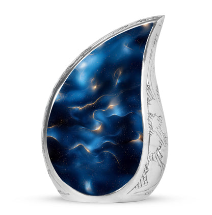 Personalized Blue Cherished Blue Cremation Urns for Human Ashes - 10-inch, 200 cu in - Yatskia