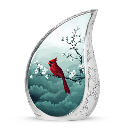 Graceful Silver Cardinal Promise Urn for Human Ashes - Yatskia
