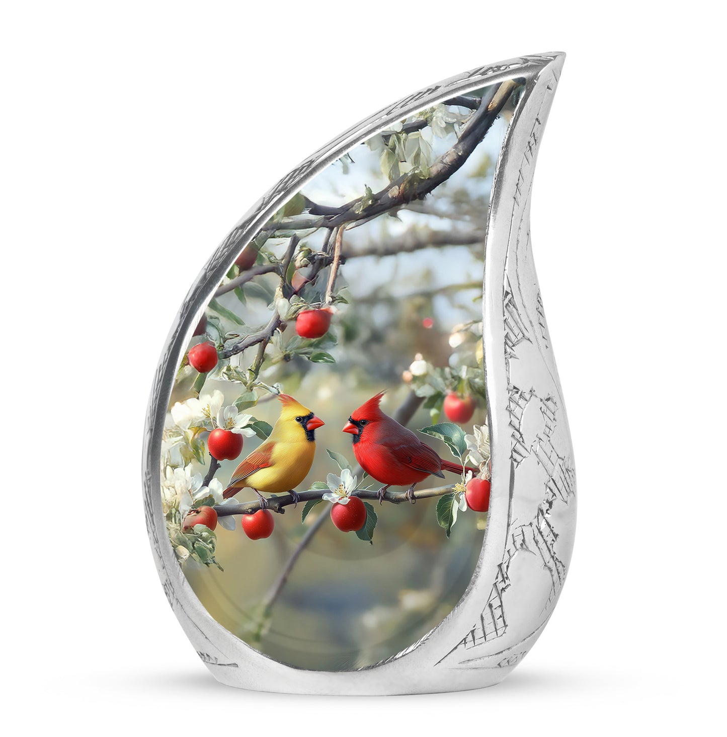 Harmonious Cardinal Cremation Urns for Human Ashes - Silver 10-inch - Yatskia