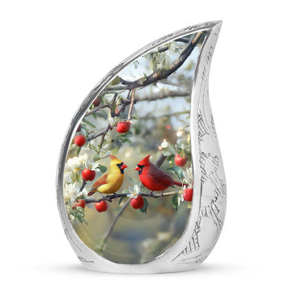 Harmonious Cardinal Cremation Urns for Human Ashes - Silver 10-inch - Yatskia