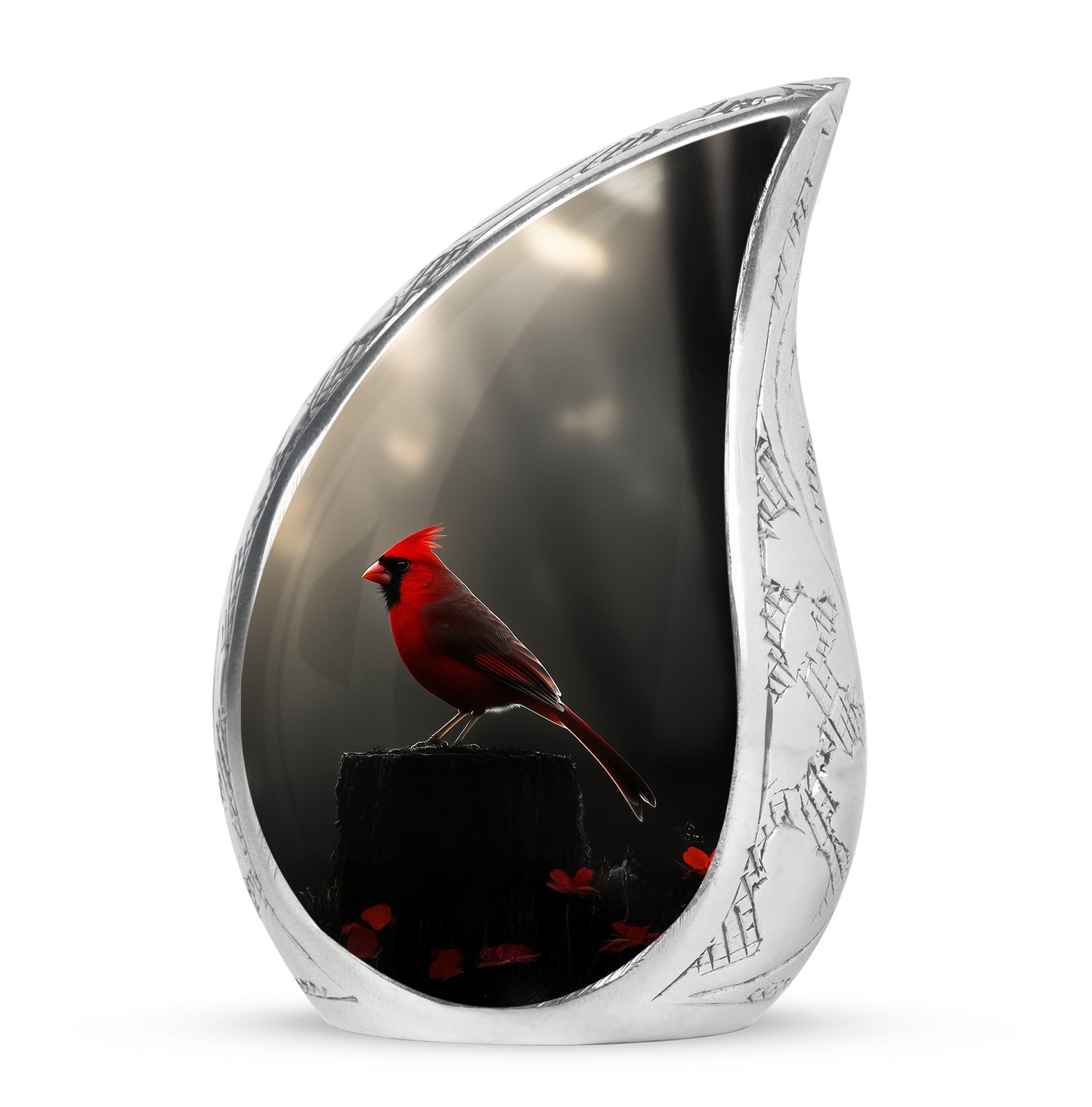 Black Comforting Cardinal Memorial Urn for Ashes - 10-inch, 200 cu in - Yatskia