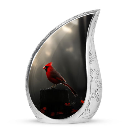 Black Comforting Cardinal Memorial Urn for Ashes - 10-inch, 200 cu in - Yatskia