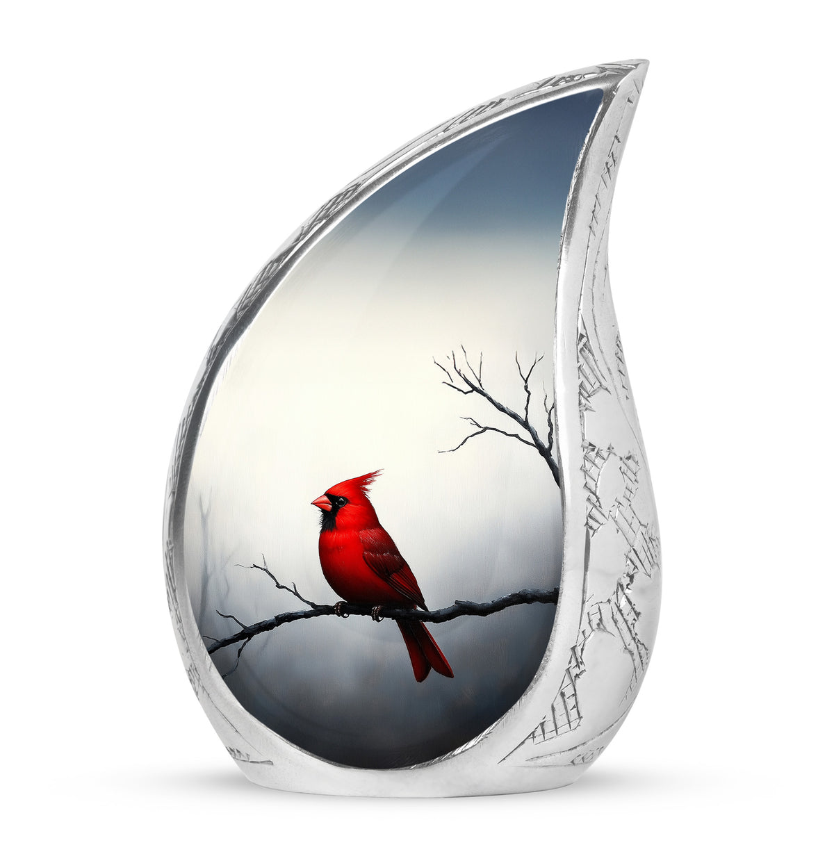Silver Sacred Cardinal Cremation Urns for Human Ashes - Yatskia