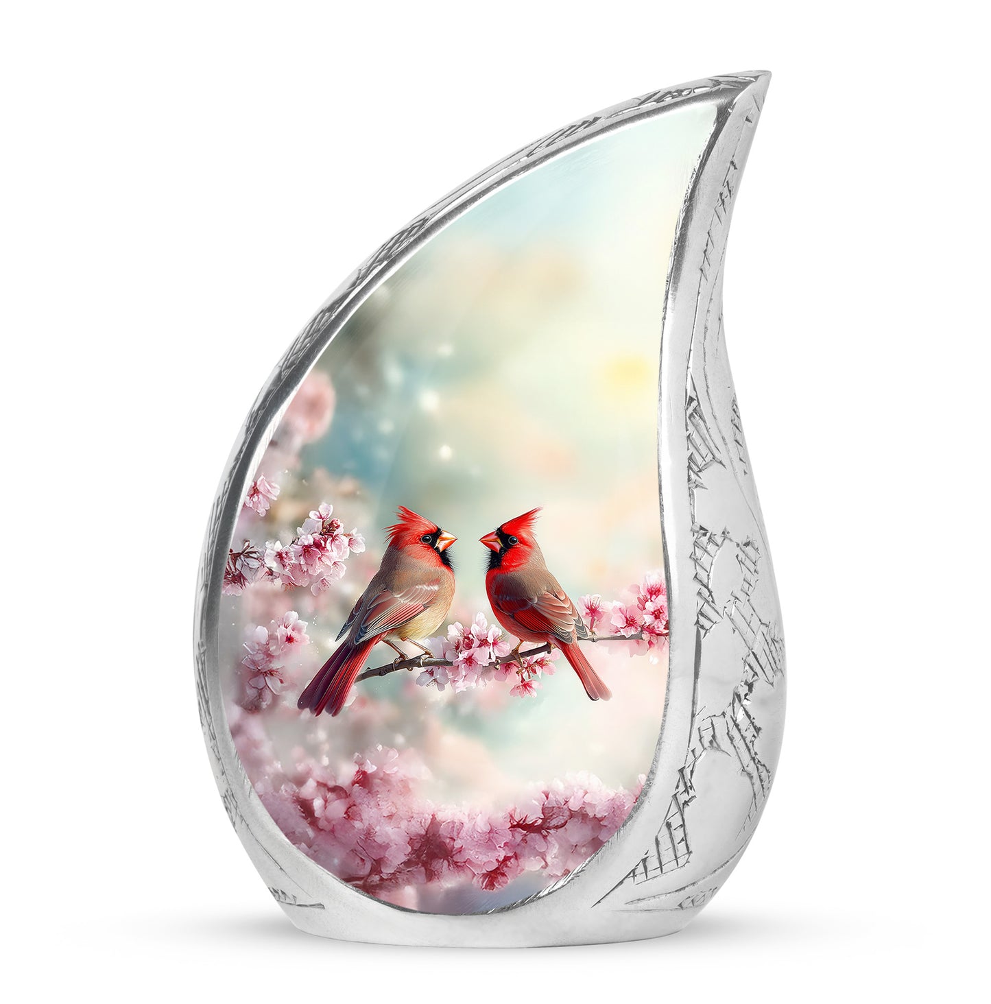 Teal Cardinal Promise Cremation Urns for Human Ashes - 10-inch, 200 cu in - Yatskia