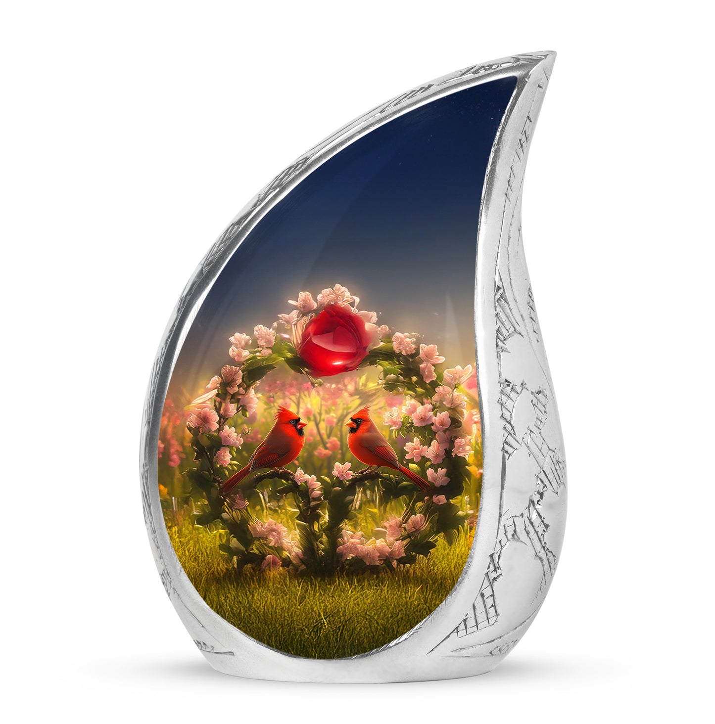 Blue Cardinal Tribute Cremation Urns for Human Ashes - 10-inch, 200 cu in - Yatskia