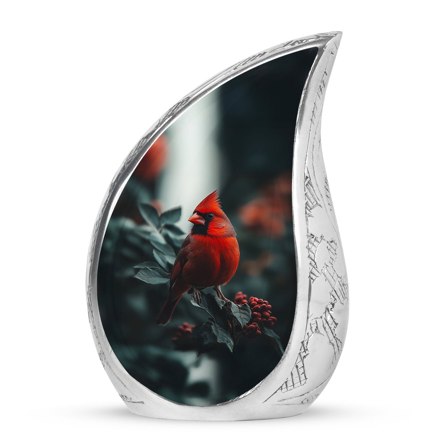 Black Breathtaking Cardinal Memorial Urn for Ashes - 10-inch, 200 cu in - Yatskia