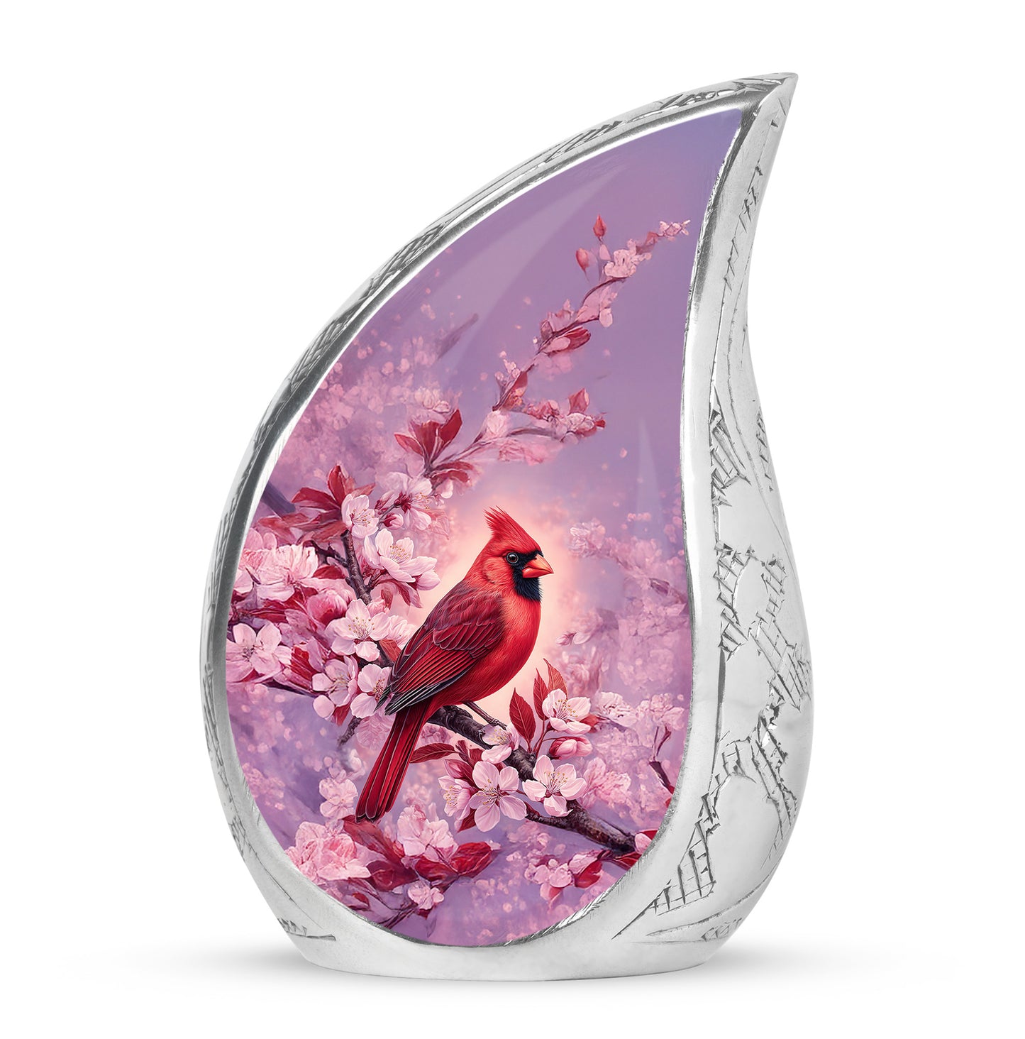 Personalized Pink Cherished Cardinal Cremation Urns for Human Ashes - 10-inch, 200 cu in - Yatskia