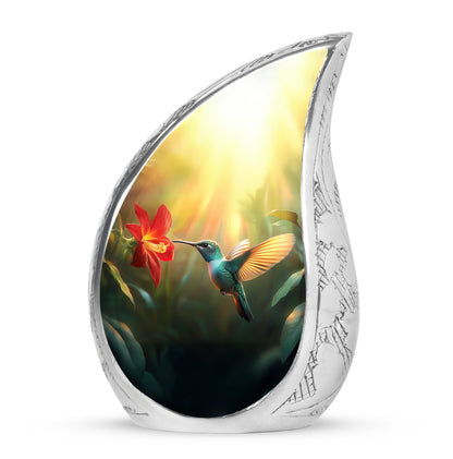 Personalized Hummingbird Cremation Urns - Pristine Gold 10-inch, 200 cu in - Yatskia
