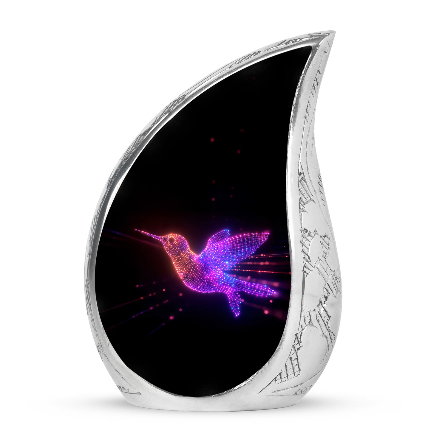 Black Serene Hummingbird Memorial Urn for Ashes - 10-inch, 200 cu in - Yatskia