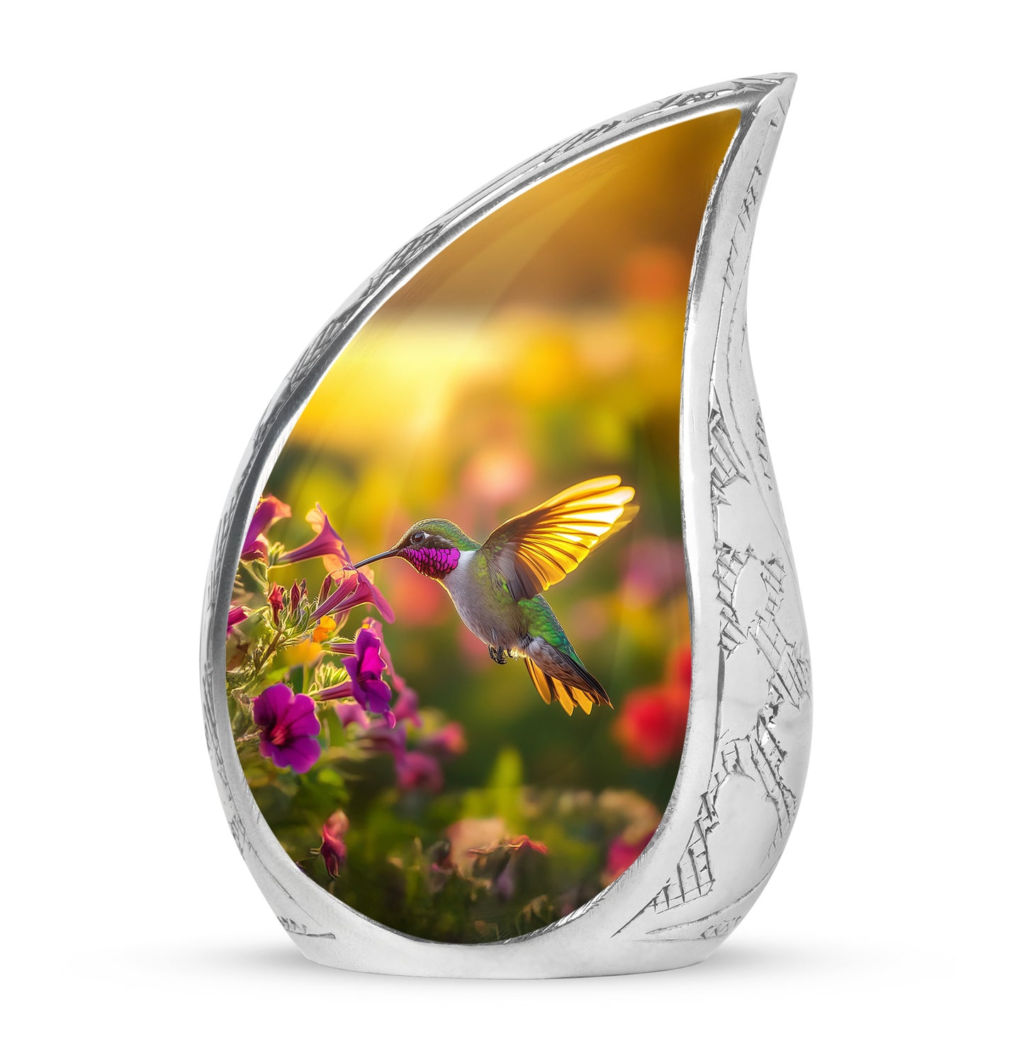 Distinguished Gold Hummingbird Cremation Urn for Ashes - 10-inch, 200 cu in - Yatskia