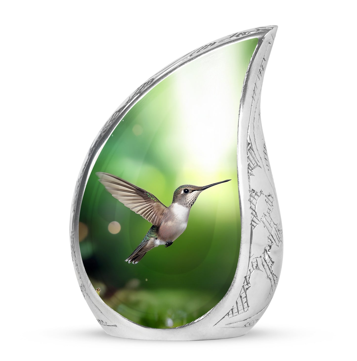 Green Resounding Hummingbird Memorial Urn for Ashes - 10-inch, 200 cu in - Yatskia